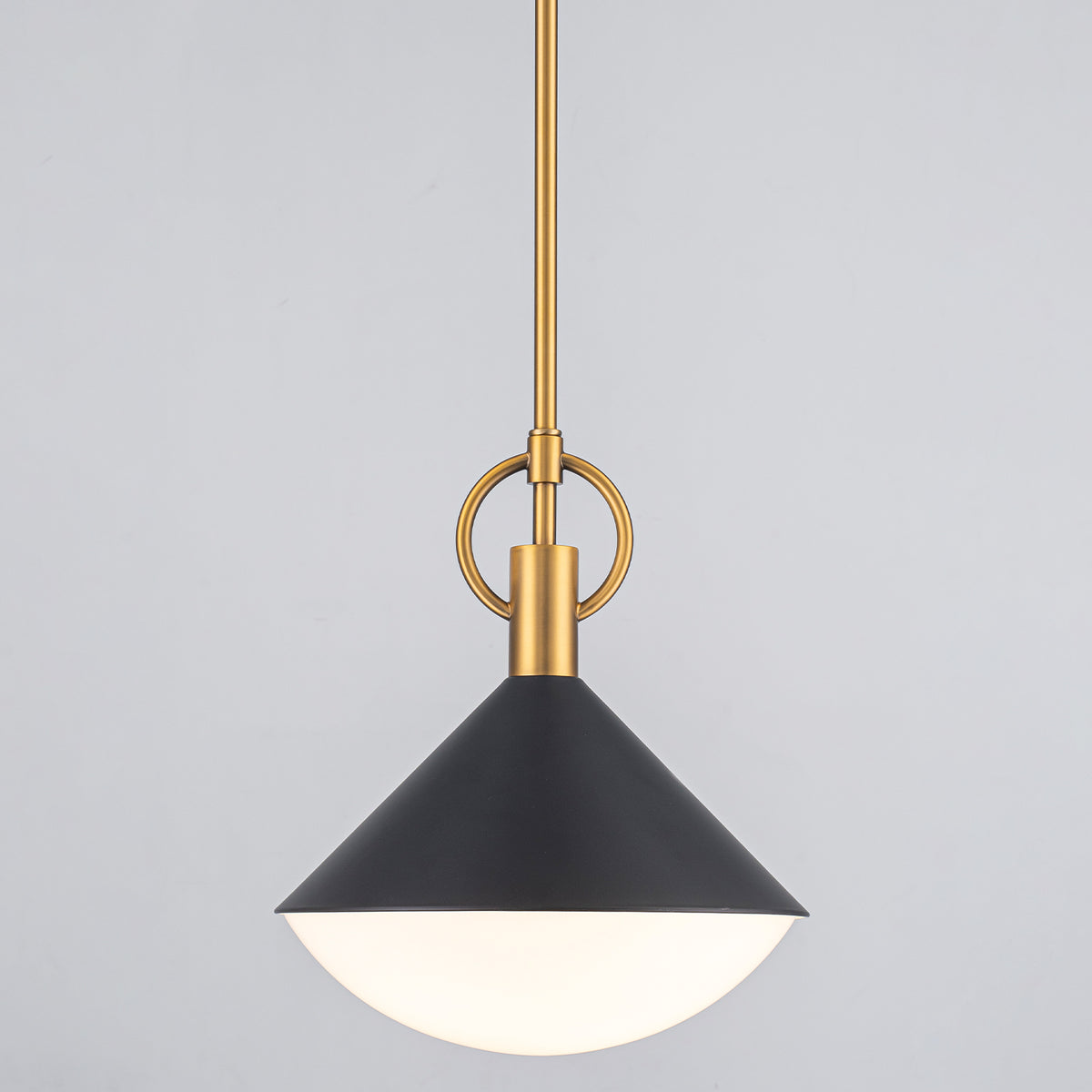 Single Light Black Cone Metal Pendant with Frosted White Glass Shade - product image 13 | Zenvolit