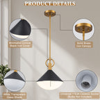 Single Light Black Cone Metal Pendant with Frosted White Glass Shade - product image 14 | Zenvolit
