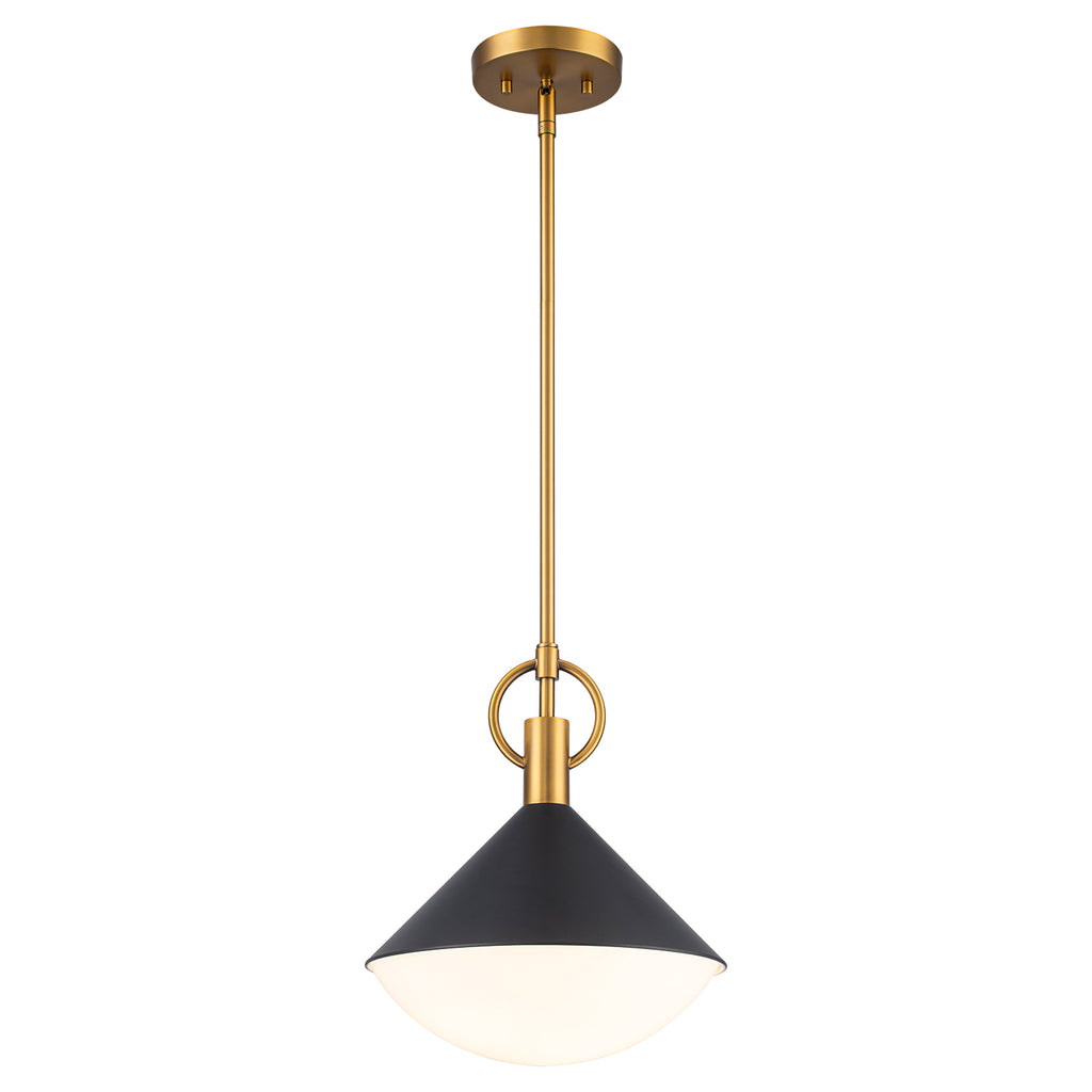Single Light Black Cone Metal Pendant with Frosted White Glass Shade - product image 15 | Zenvolit