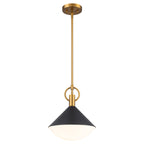 Single Light Black Cone Metal Pendant with Frosted White Glass Shade - product image 15 | Zenvolit