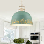 3-Light Industrial Pendant Light with Blue Distressed Metal Dome Shade - product image 1 | Zenvolit
