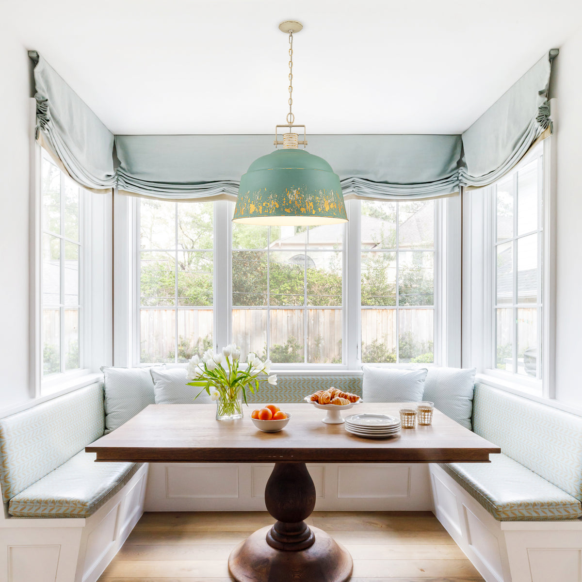 3-Light Industrial Pendant Light with Blue Distressed Metal Dome Shade - product image 7 | Zenvolit