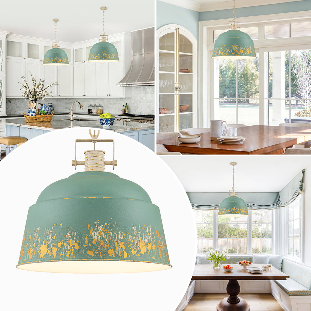 3-Light Industrial Pendant Light with Blue Distressed Metal Dome Shade - product image 10 | Zenvolit
