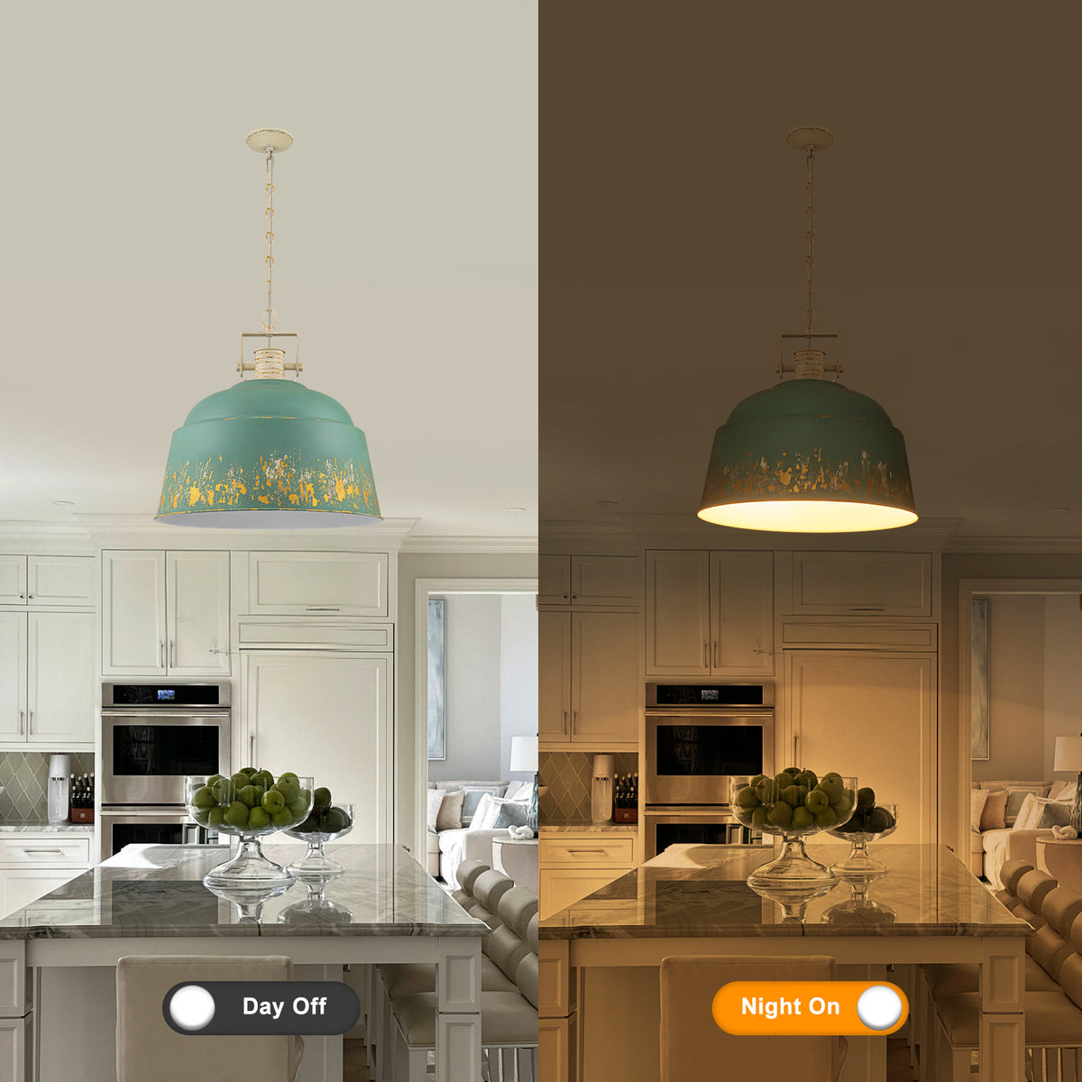 3-Light Industrial Pendant Light with Blue Distressed Metal Dome Shade - product image 12 | Zenvolit