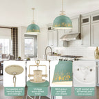 3-Light Industrial Pendant Light with Blue Distressed Metal Dome Shade - product image 13 | Zenvolit