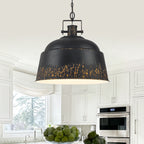 3-Light Farmhouse Pendant Light with Black Distressed Gold Metal Dome Shade - product image 1 | Zenvolit