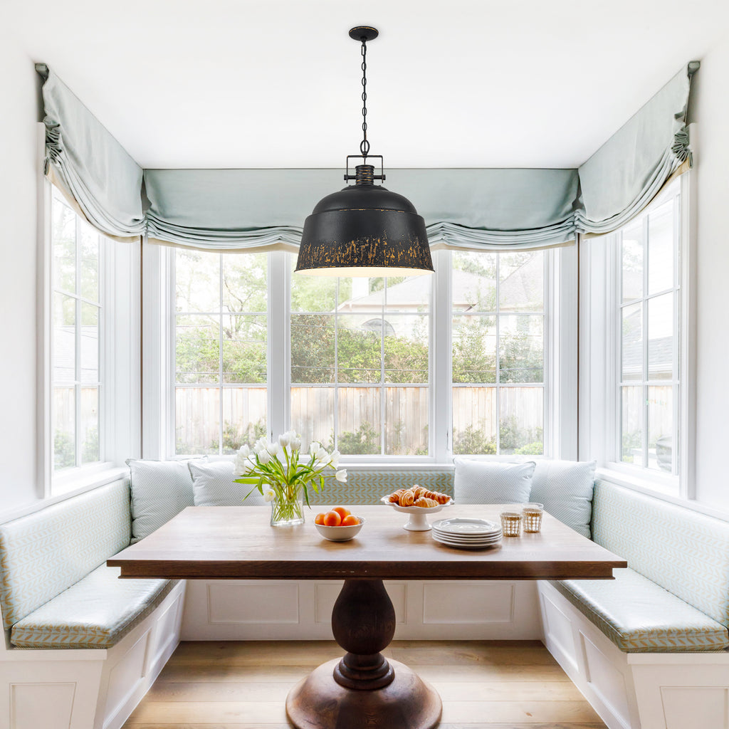 3-Light Farmhouse Pendant Light with Black Distressed Gold Metal Dome Shade - product image 8 | Zenvolit