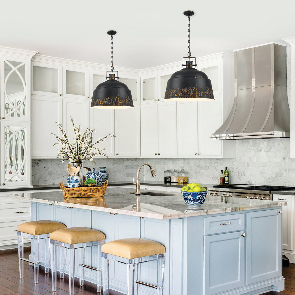 3-Light Farmhouse Pendant Light with Black Distressed Gold Metal Dome Shade - product image 10 | Zenvolit