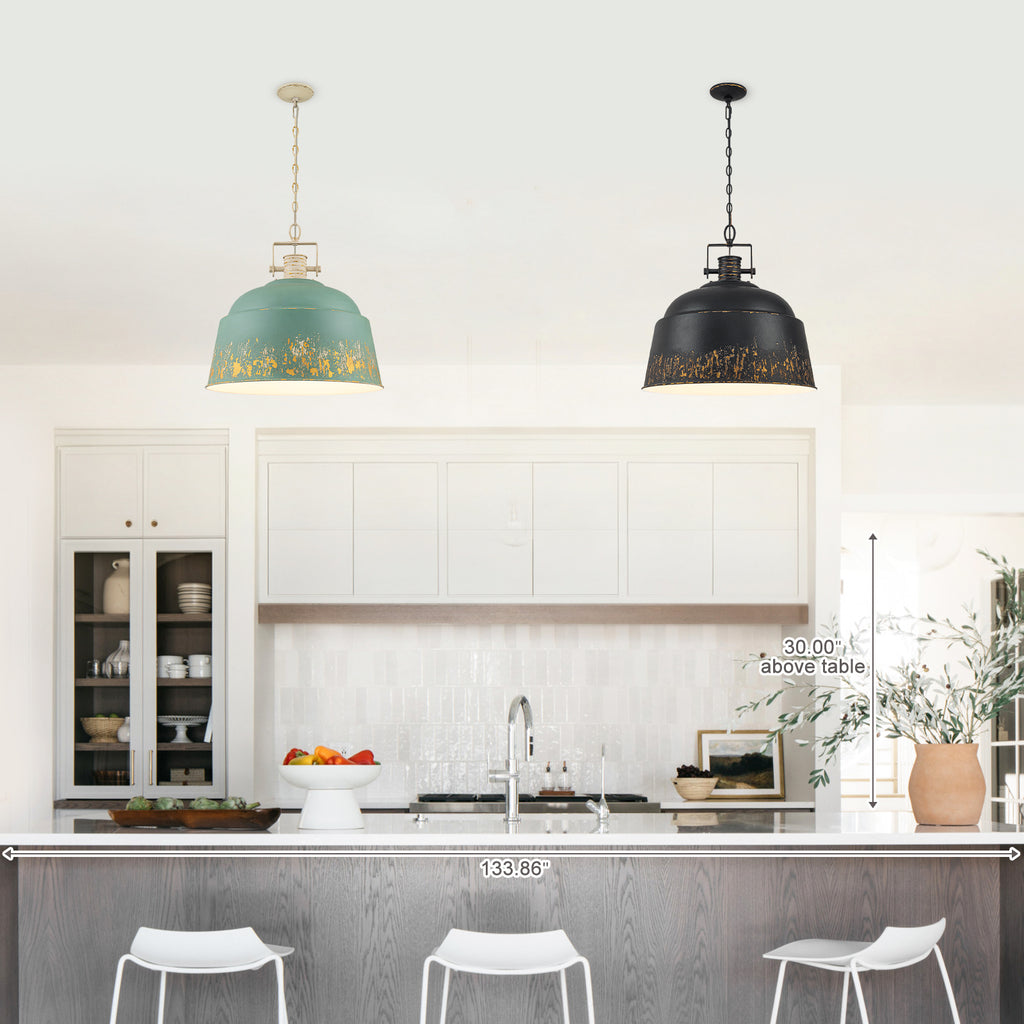 3-Light Farmhouse Pendant Light with Black Distressed Gold Metal Dome Shade - product image 11 | Zenvolit