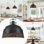 3-Light Farmhouse Pendant Light with Black Distressed Gold Metal Dome Shade - product image 12 | Zenvolit