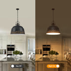 3-Light Farmhouse Pendant Light with Black Distressed Gold Metal Dome Shade - product image 14 | Zenvolit