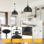 3-Light Farmhouse Pendant Light with Black Distressed Gold Metal Dome Shade - product image 15 | Zenvolit