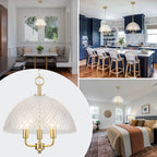 Brushed Gold 3-Light Pendant Light with Half-Dome Grid Shade Dining - product image 6 | Zenvolit