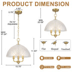 Brushed Gold 3-Light Pendant Light with Half-Dome Grid Shade Dining - product image 7 | Zenvolit