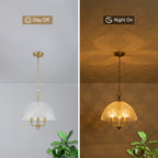 Brushed Gold 3-Light Pendant Light with Half-Dome Grid Shade Dining - product image 8 | Zenvolit