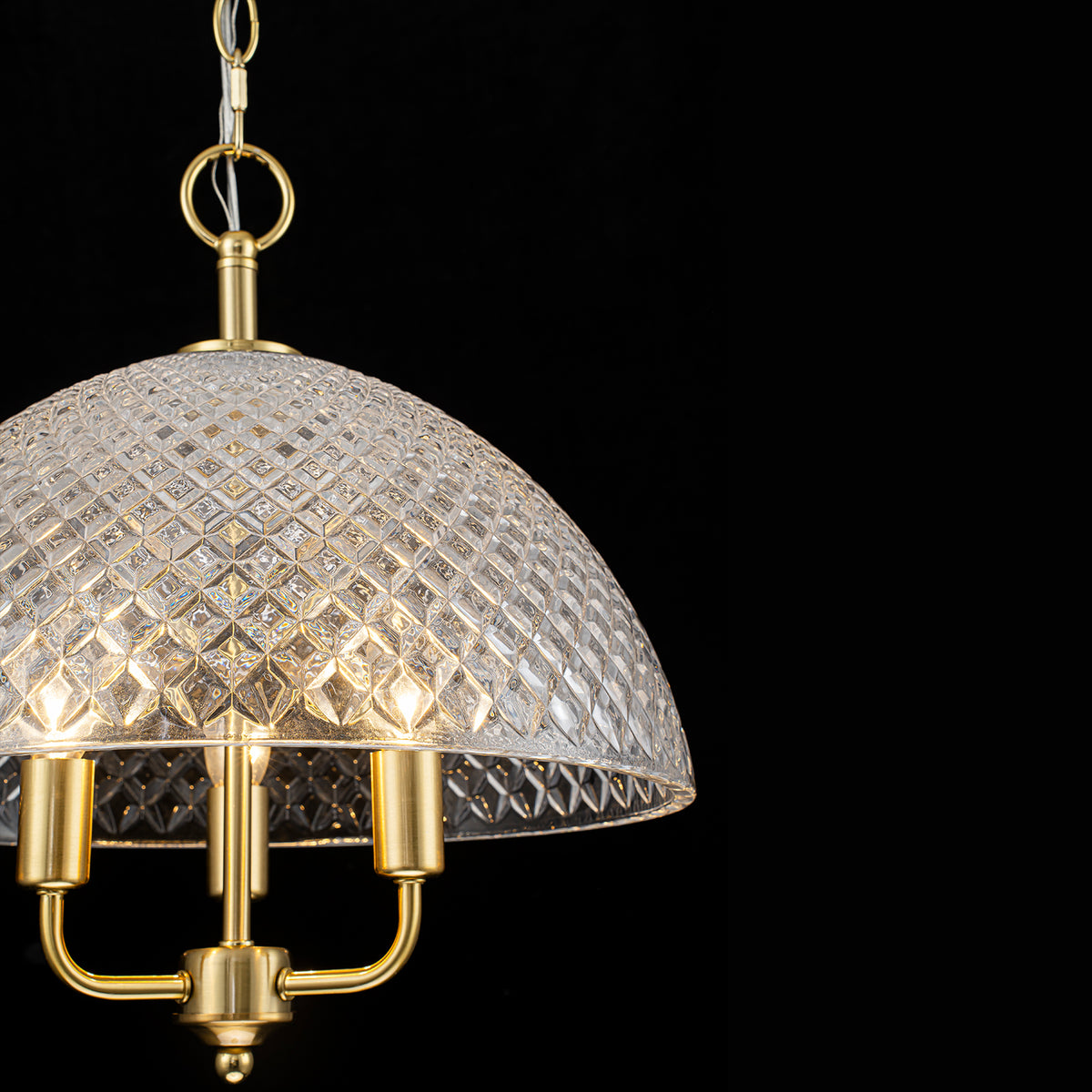 Brushed Gold 3-Light Pendant Light with Half-Dome Grid Shade Dining - product image 9 | Zenvolit