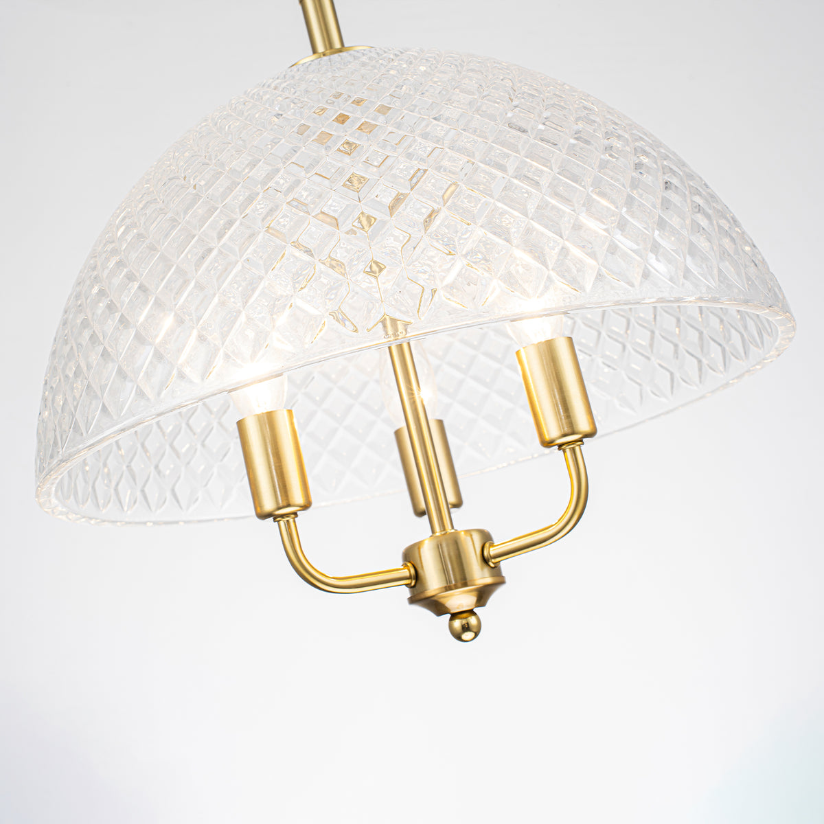 Brushed Gold 3-Light Pendant Light with Half-Dome Grid Shade Dining - product image 10 | Zenvolit