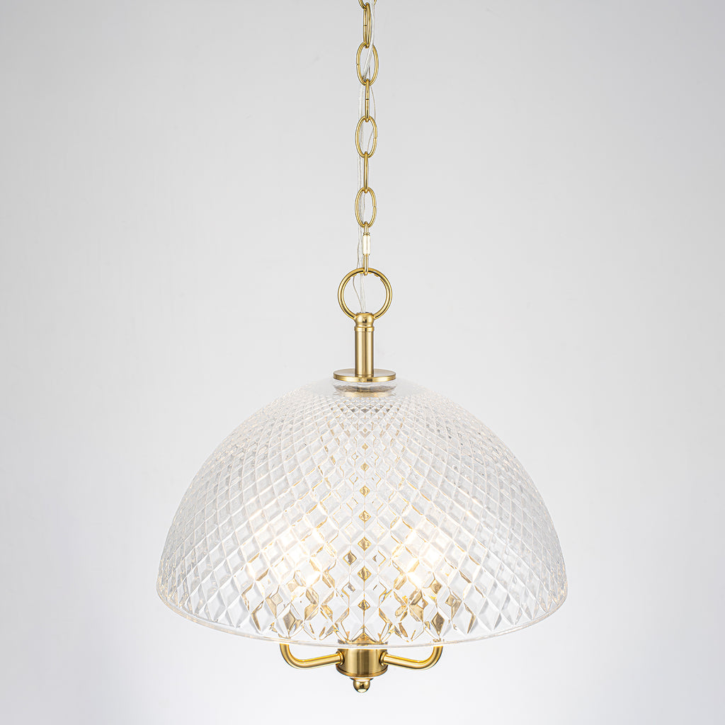 Brushed Gold 3-Light Pendant Light with Half-Dome Grid Shade Dining - product image 11 | Zenvolit