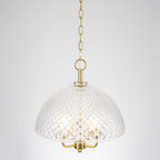 Brushed Gold 3-Light Pendant Light with Half-Dome Grid Shade Dining - product image 11 | Zenvolit