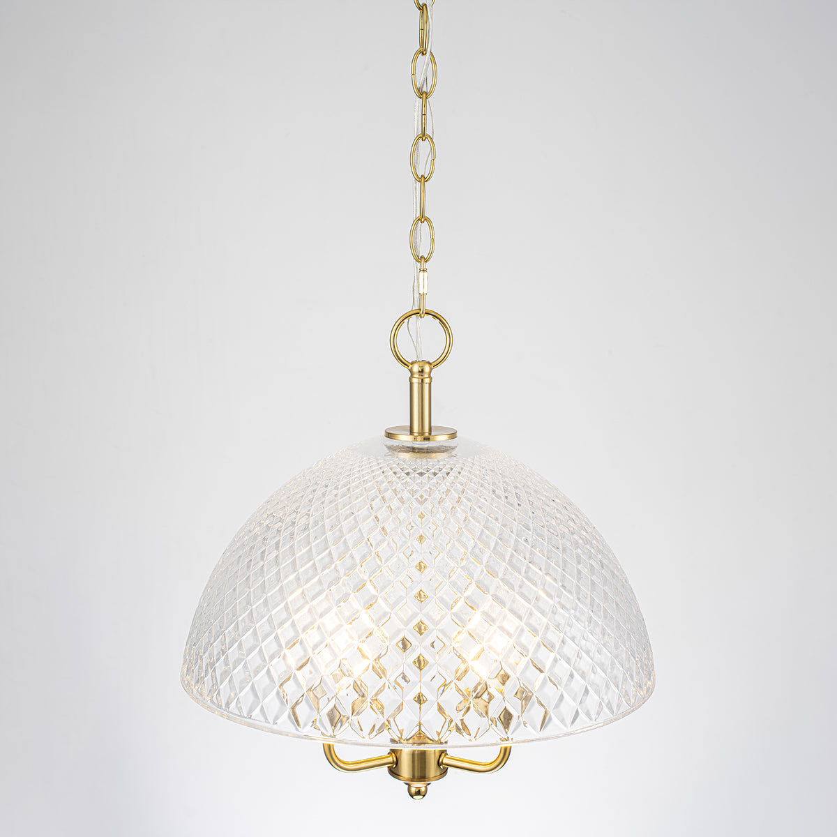 Brushed Gold 3-Light Pendant Light with Half-Dome Grid Shade Dining - product image 11 | Zenvolit