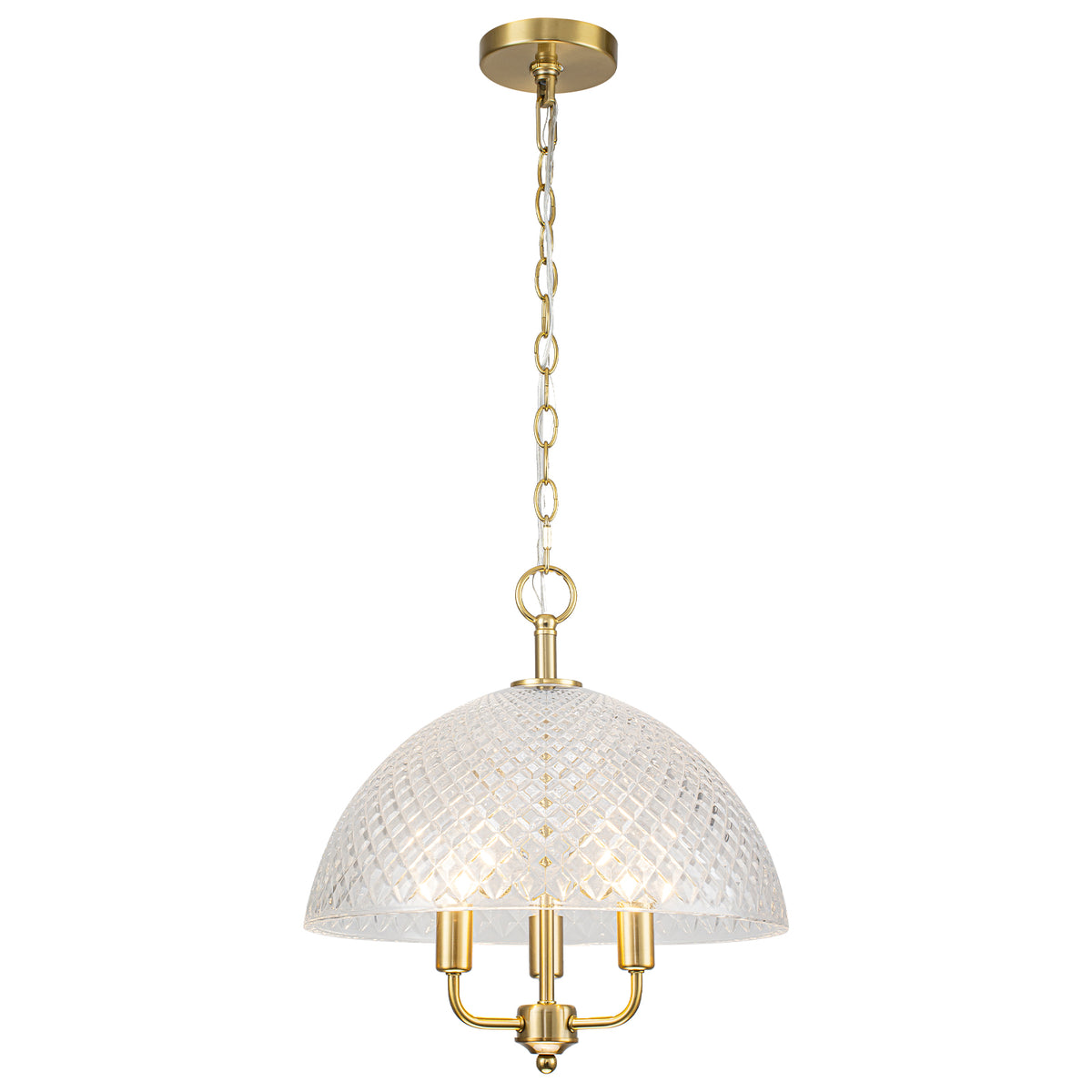 Brushed Gold 3-Light Pendant Light with Half-Dome Grid Shade Dining - product image 14 | Zenvolit