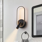 Modern Black LED Wall Sconce Oval Ring & Adjustable Spotlight Dimmable - product image 1 | Zenvolit