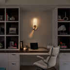 Modern Black LED Wall Sconce Oval Ring & Adjustable Spotlight Dimmable - product image 3 | Zenvolit
