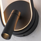 Modern Black LED Wall Sconce Oval Ring & Adjustable Spotlight Dimmable - product image 11 | Zenvolit