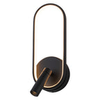 Modern Black LED Wall Sconce Oval Ring & Adjustable Spotlight Dimmable - product image 14 | Zenvolit