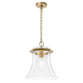 Matte Brass Bell Pendant Light Seeded Glass Shade Dining Room Island - product image 12 | Zenvolit