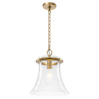 Matte Brass Bell Pendant Light Seeded Glass Shade Dining Room Island - product image 12 | Zenvolit