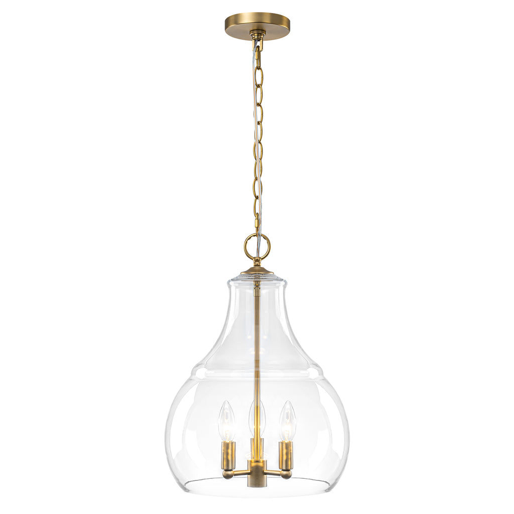 3-Light Pendant Light Clear Glass Shade Dining Island Entryway Foyer