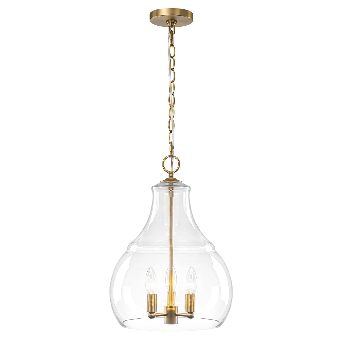 3-Light Pendant Light Clear Glass Shade Dining Island Entryway Foyer