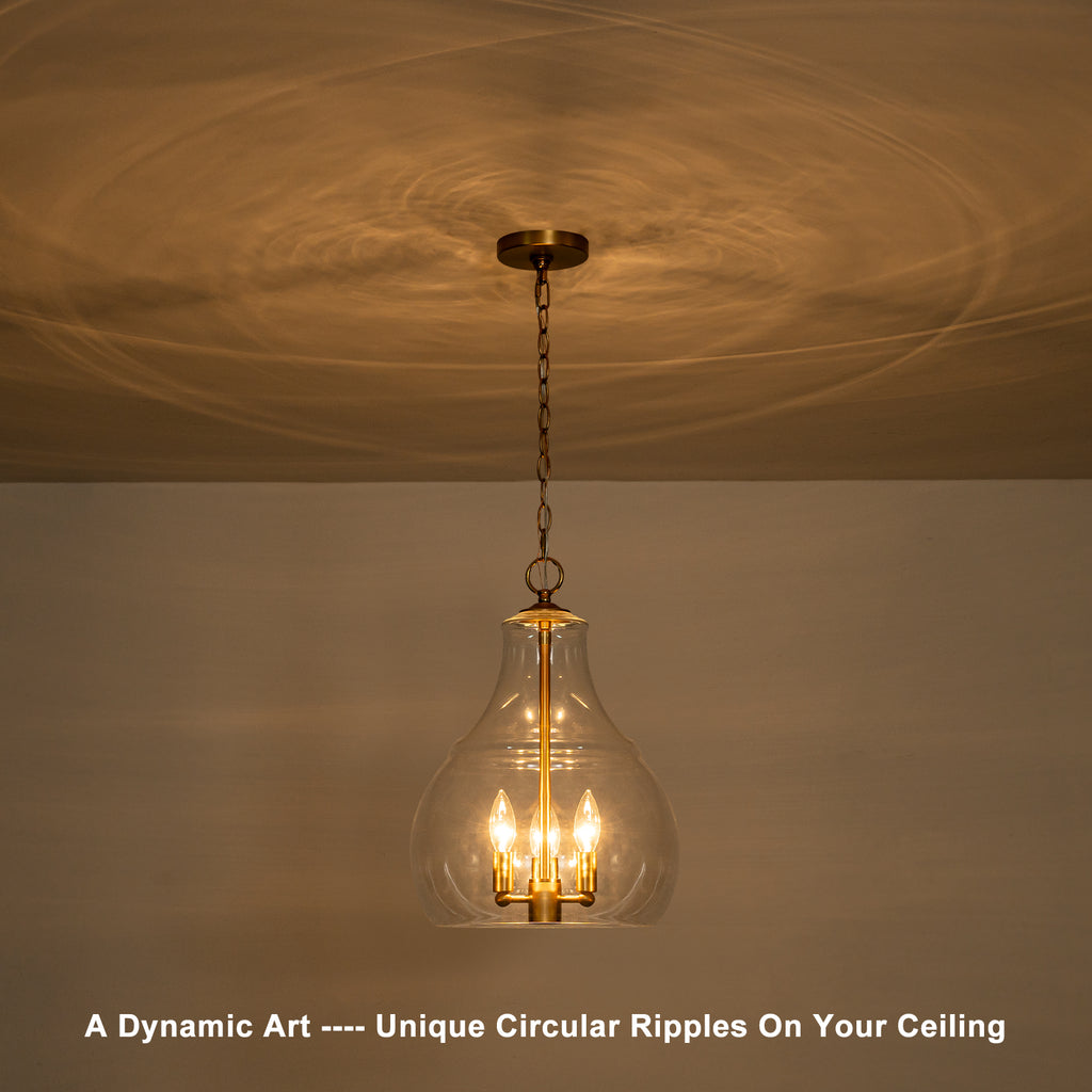 3-Light Pendant Light Clear Glass Shade Dining Island Entryway Foyer