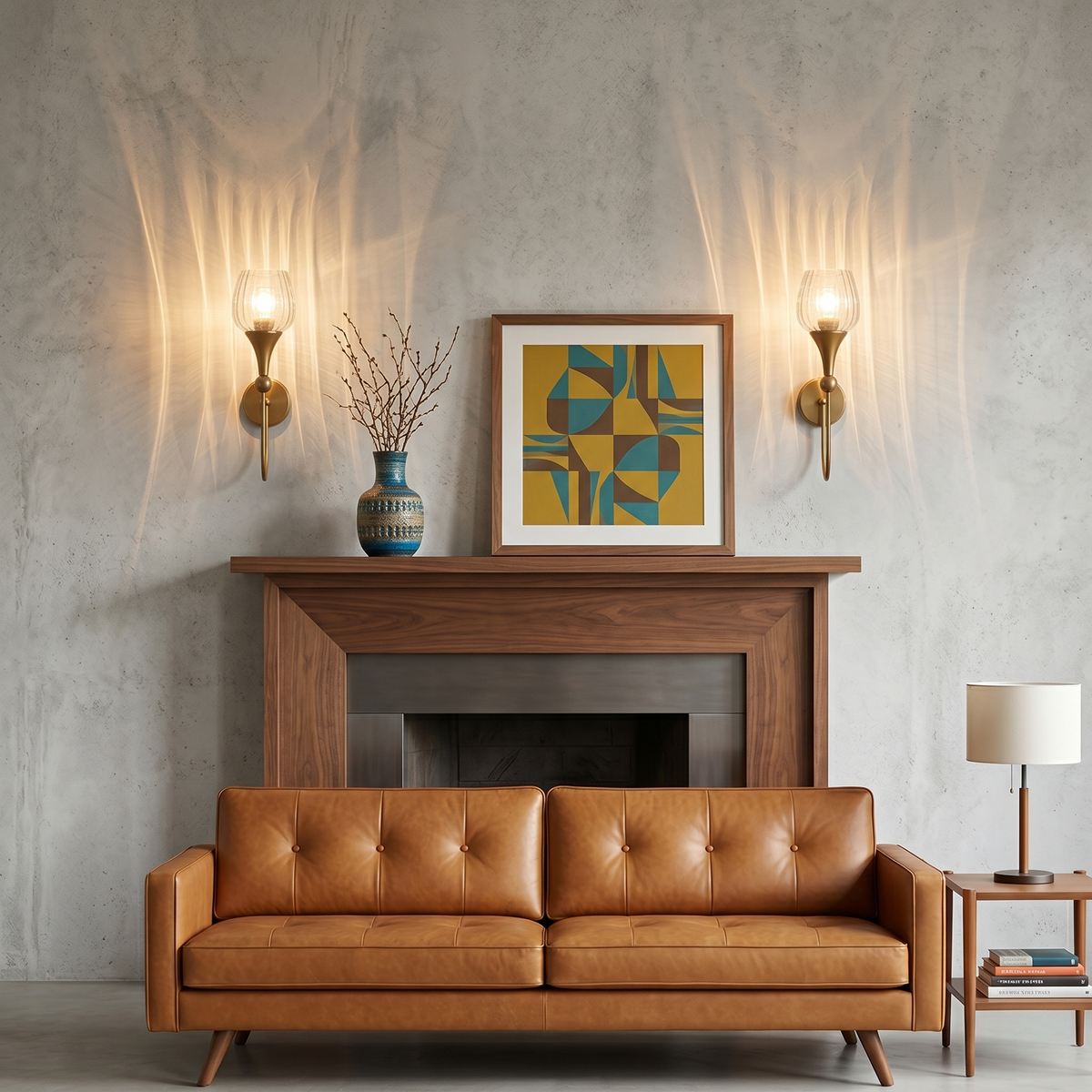 Matte Brass Wall Sconce with Clear Ribbed Glass Shade Living Room - product image 2 | Zenvolit