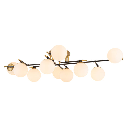 10-Light Linear Semi-Flush Mount Light White Globe Glass Shades - product image 2 | Zenvolit