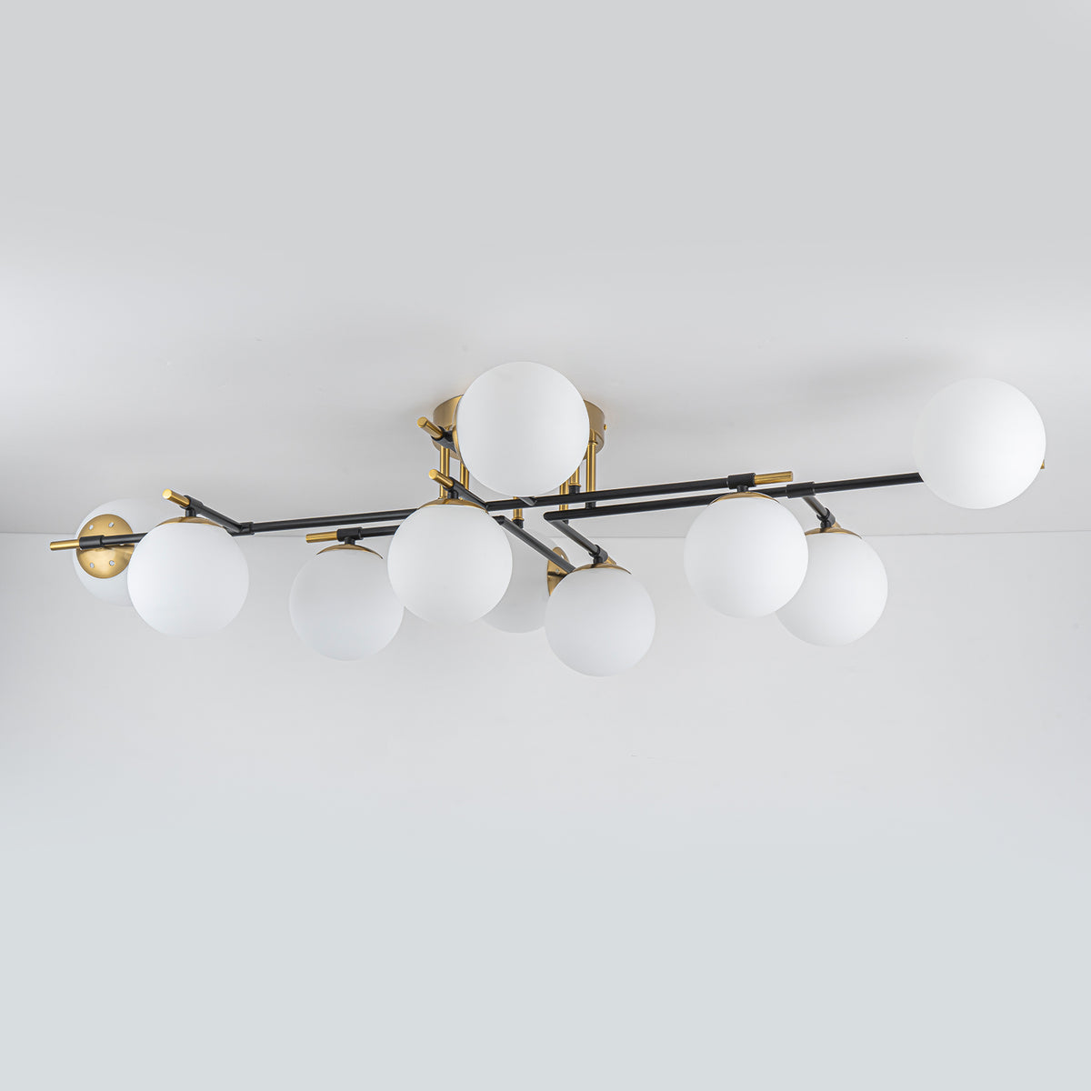 10-Light Linear Semi-Flush Mount Light White Globe Glass Shades - product image 5 | Zenvolit