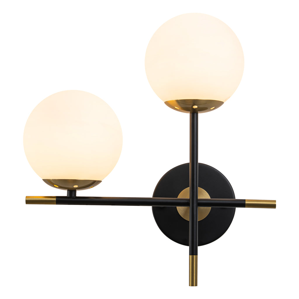 2-Light Wall Sconce White Frosted Glass Globe Bathroom Hallway - product image 1 | Zenvolit