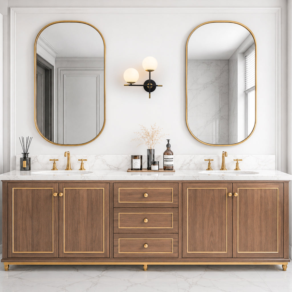 2-Light Wall Sconce White Frosted Glass Globe Bathroom Hallway