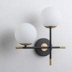 2-Light Wall Sconce White Frosted Glass Globe Bathroom Hallway