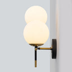 2-Light Wall Sconce White Frosted Glass Globe Bathroom Hallway