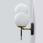 2-Light Wall Sconce White Frosted Glass Globe Bathroom Hallway
