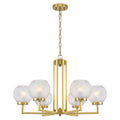 6-Light Modern Hanging Chandelier Textured Glass Globe Shades Dining