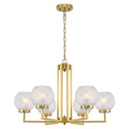 6-Light Modern Hanging Chandelier Textured Glass Globe Shades Dining