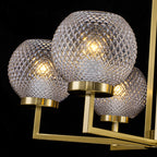 6-Light Modern Hanging Chandelier Textured Glass Globe Shades Dining