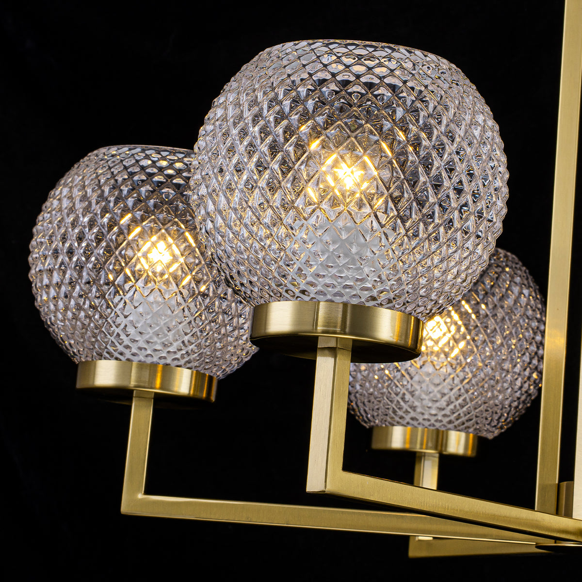 6-Light Modern Hanging Chandelier Textured Glass Globe Shades Dining