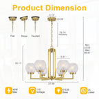 6-Light Modern Hanging Chandelier Textured Glass Globe Shades Dining