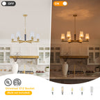 6 Light Chandelier Ribbed Glass Shades Modern Dining Room Pendant Light