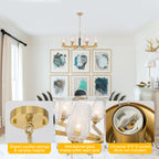 8 Light Chandelier Ribbed Glass Shades Modern Dining Room Pendant Light