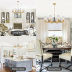 8 Light Chandelier Ribbed Glass Shades Modern Dining Room Pendant Light